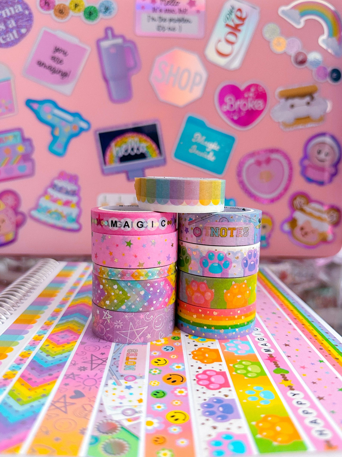 *OOPS* 15MM Washi Tape - Rainbow Kitty Paws