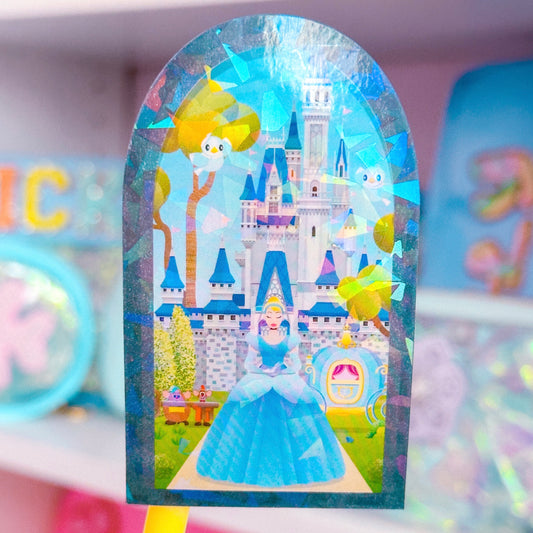 Glitter Waterproof Sticker - Castle Window (Cindy)