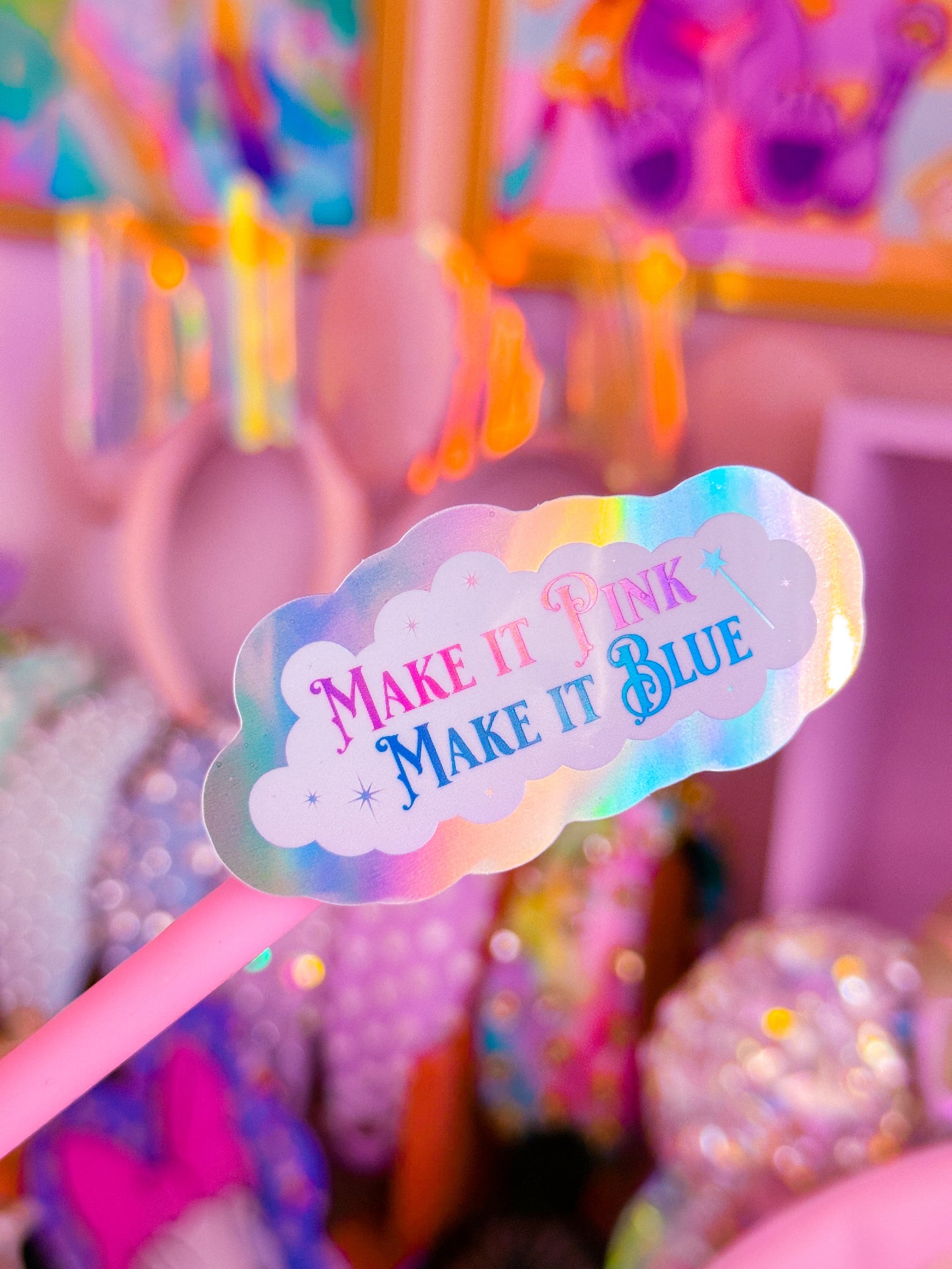 Glitter Waterproof Sticker - Make It Pink, Make It Blue