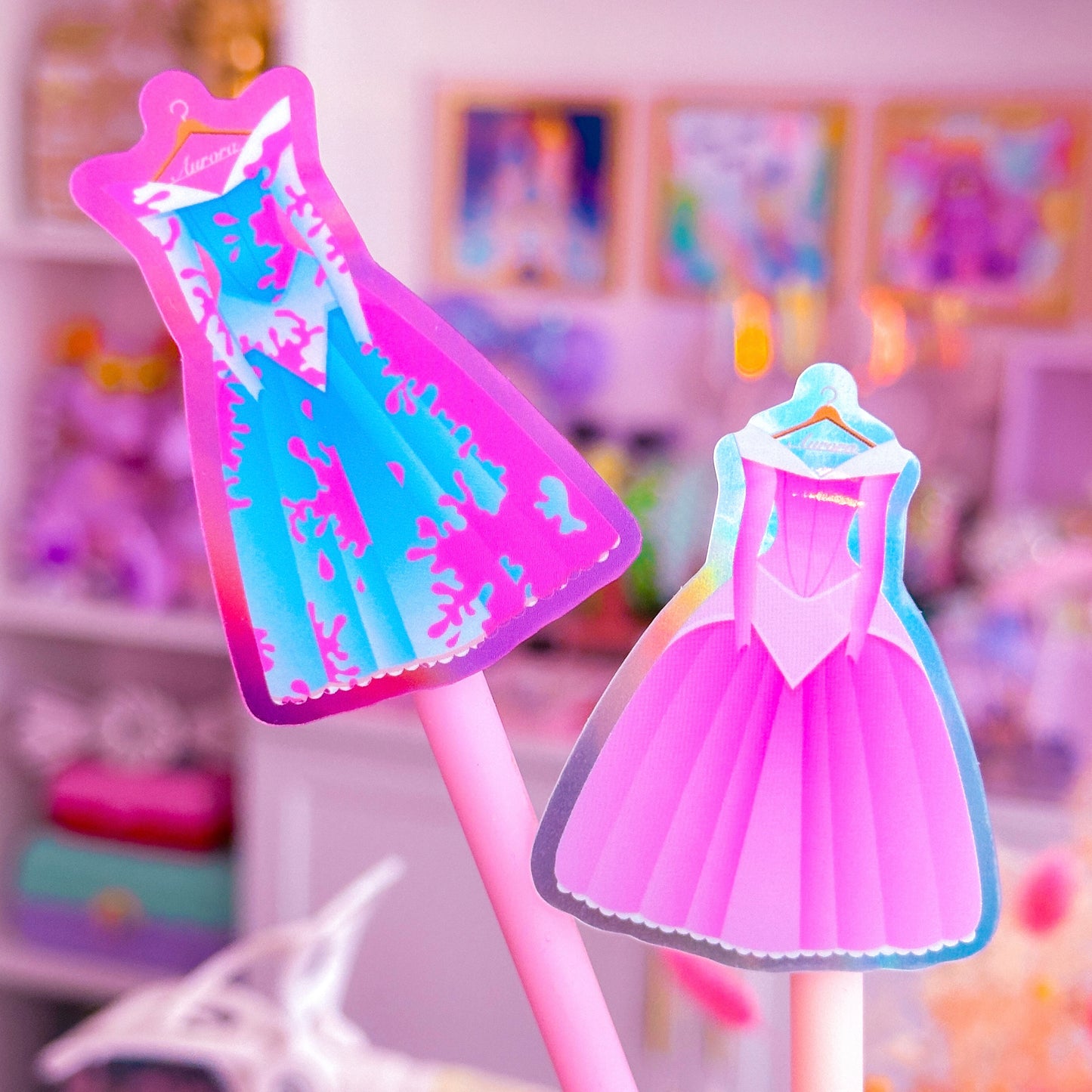 Glitter Waterproof Sticker - Aurora Dresses