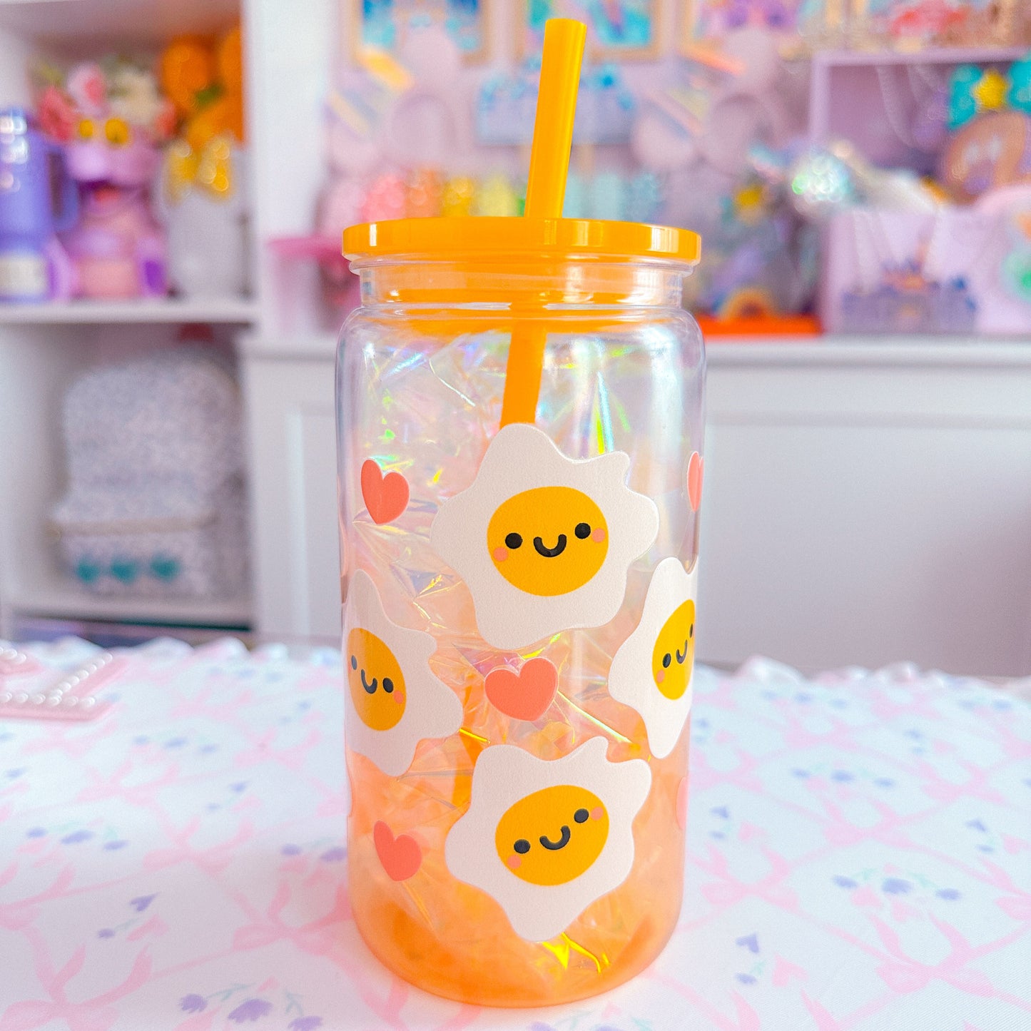 16oz Clear Glass Can FULL WRAP - Lucky
