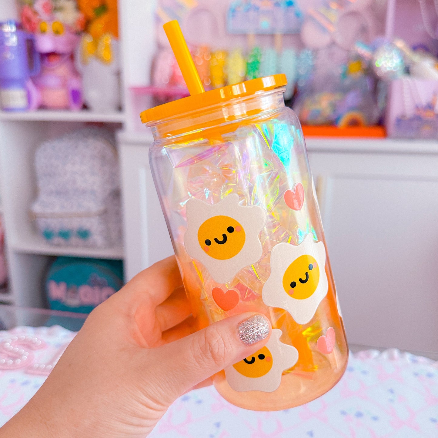16oz Clear Glass Can FULL WRAP - Lucky