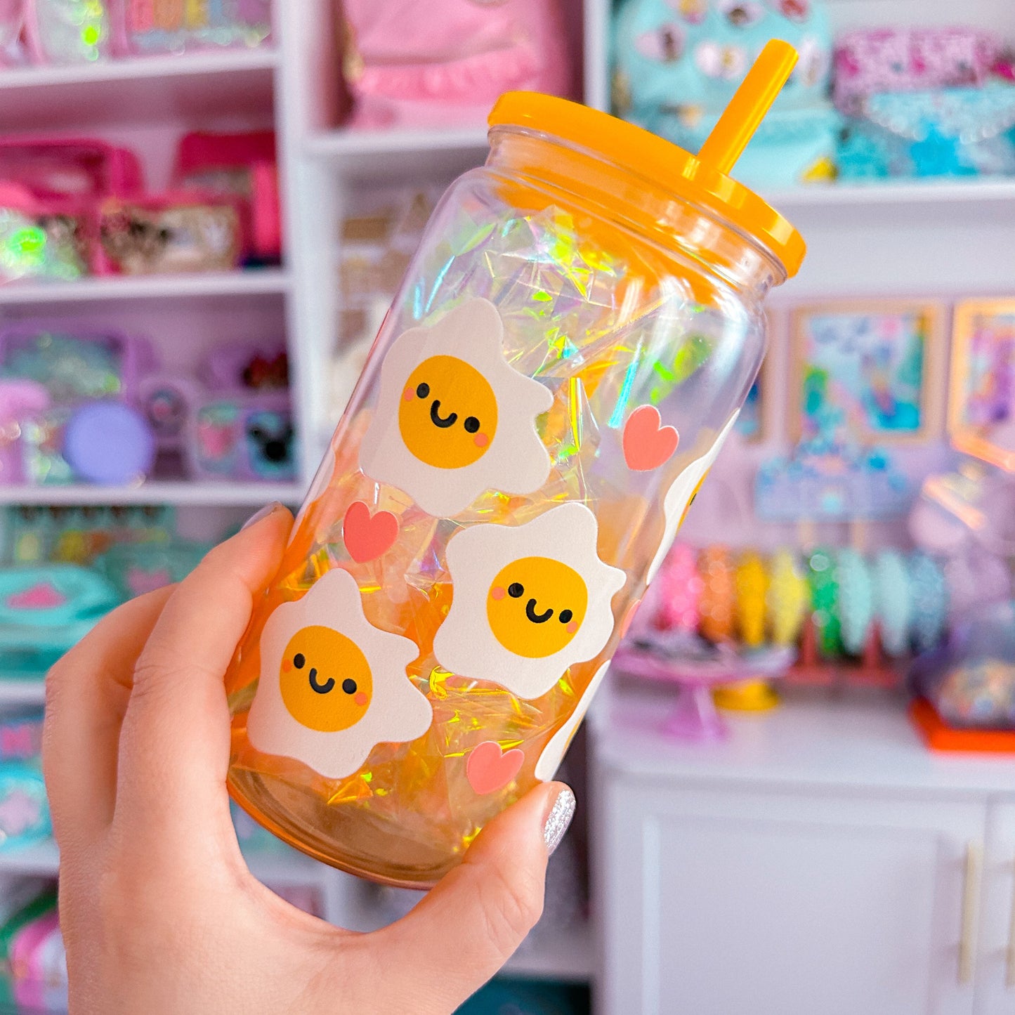 16oz Clear Glass Can FULL WRAP - Lucky