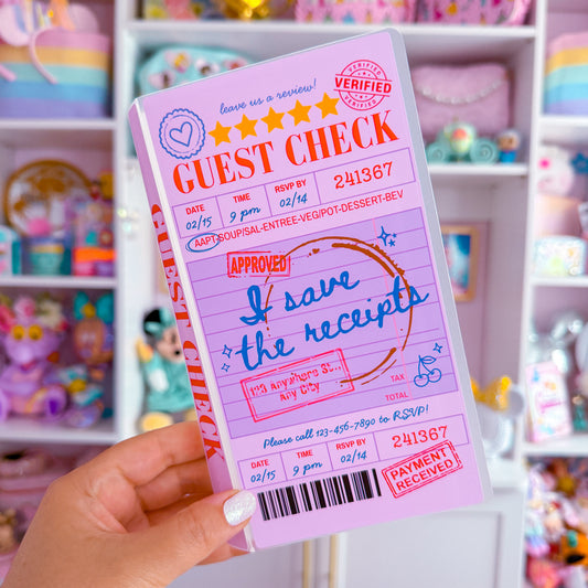 3.5x7.5 Junk Journal Storage Book - Guest Check (PURPLE)