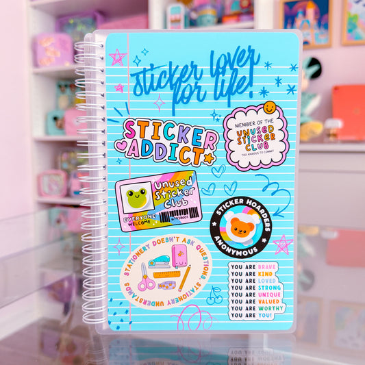 5.25x8.5 Reusable Sticker Release Book - BLUE Notebook Style