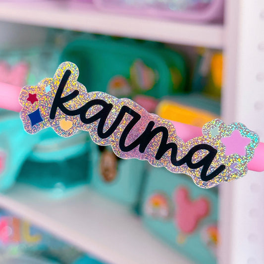 Glitter Waterproof Sticker - Karma