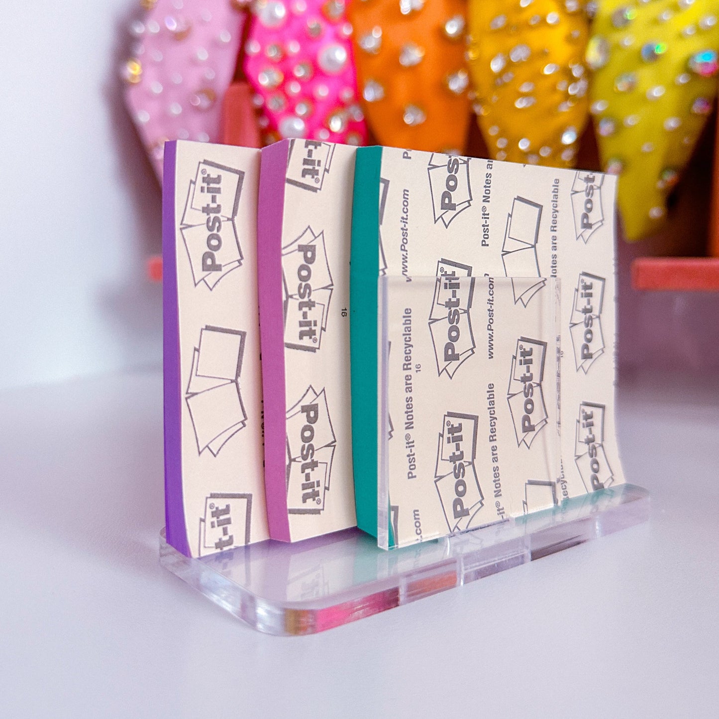 Acrylic Sticky Note Holder - Pink Nametag