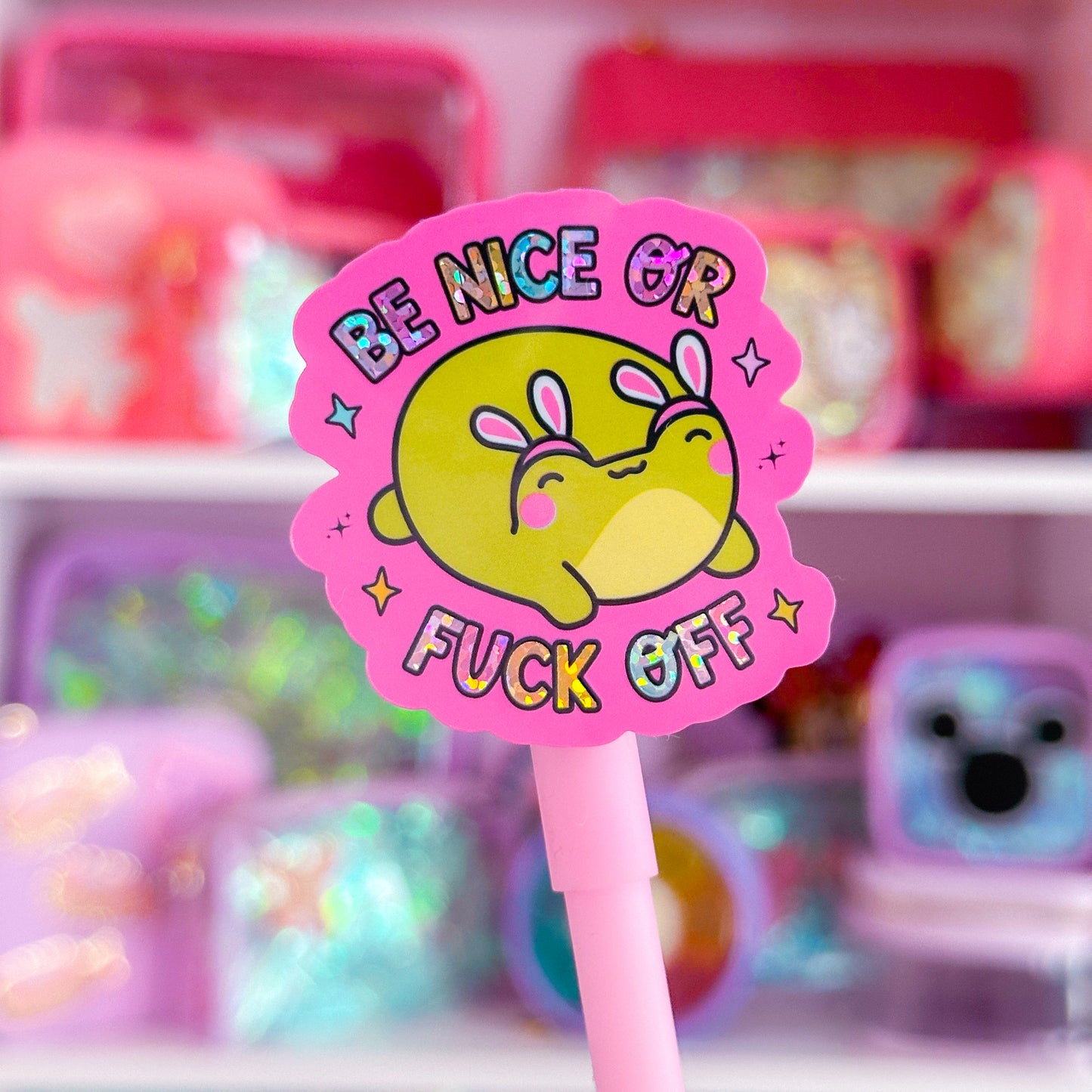 Waterproof Sticker - Be Nice OR F OFF Froggy