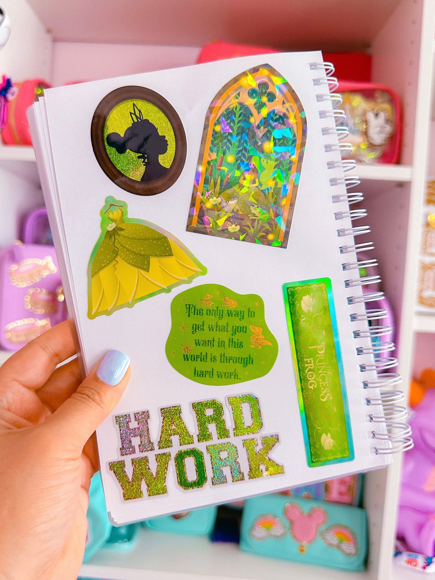 Glitter Waterproof Sticker - Hard Work Quote