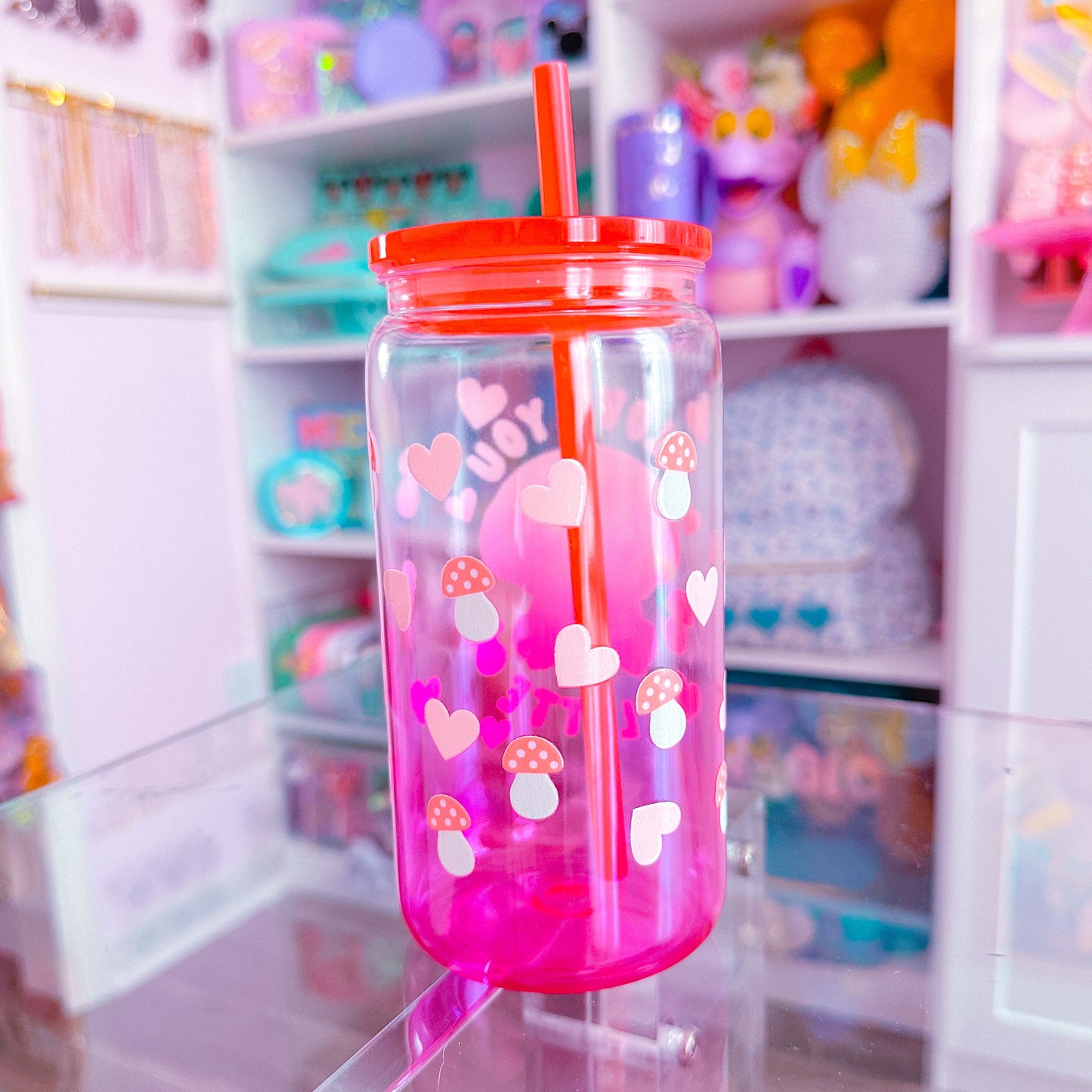 16 oz Ombre Jelly Plastic Can - Latte Froggy