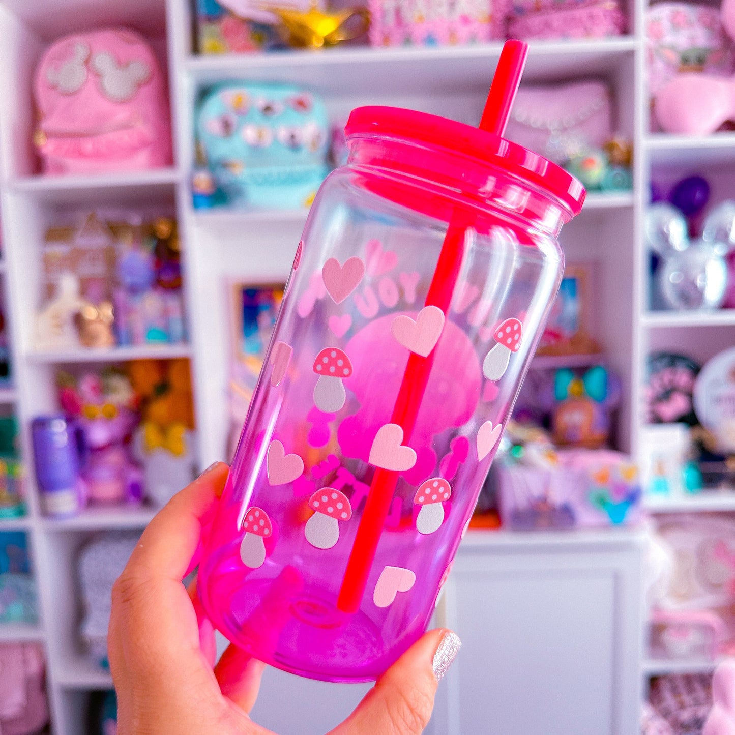 16 oz Ombre Jelly Plastic Can - Latte Froggy