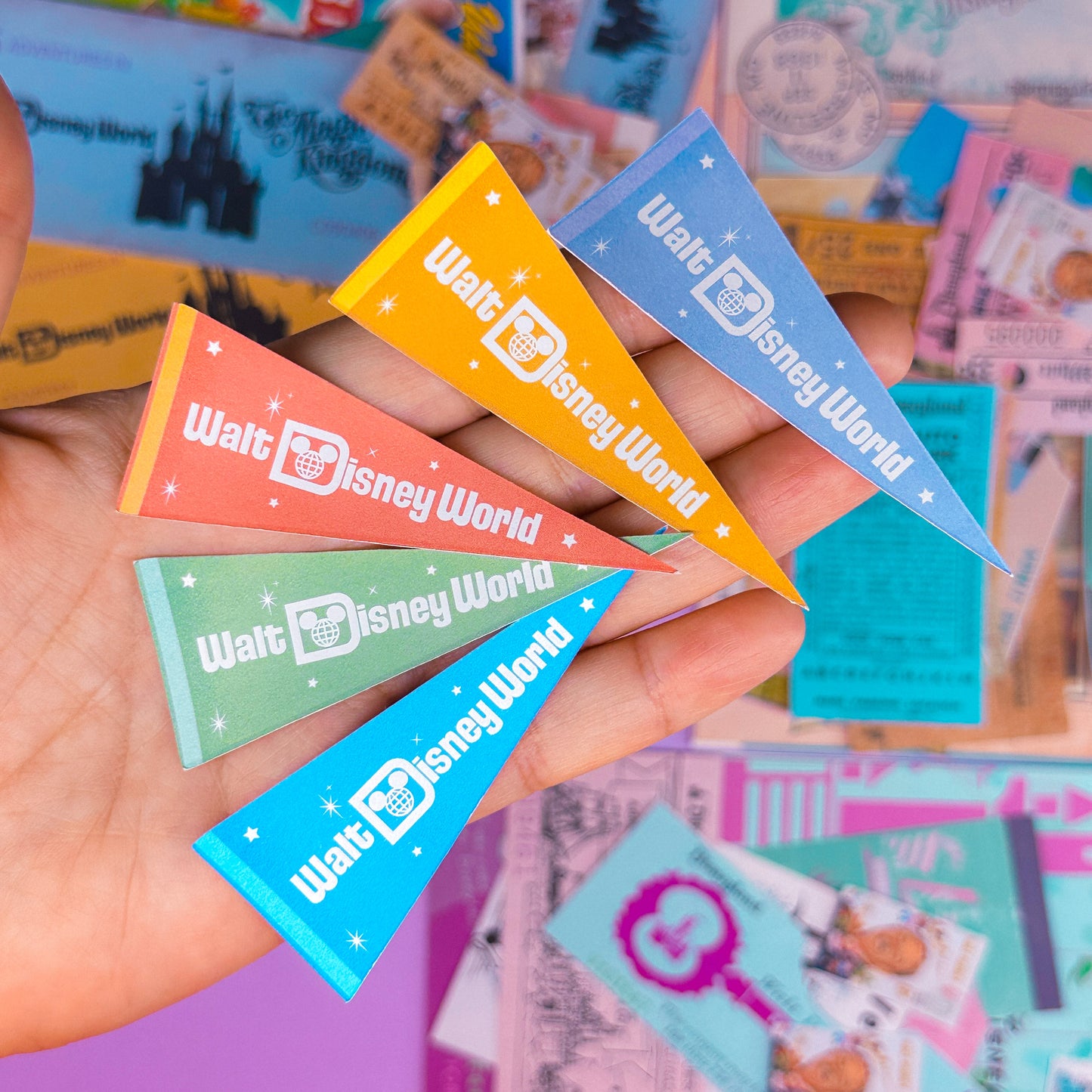 Journaling Paper Sticker - Vintage 1971 WDW Paper Flag Set