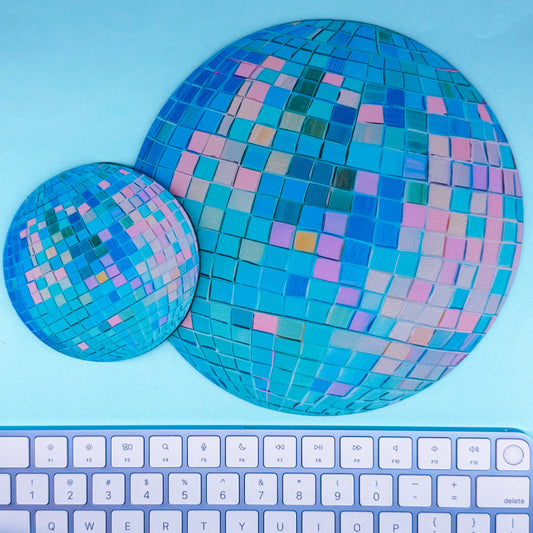 Mousepad + Coaster - Blue Disco Ball
