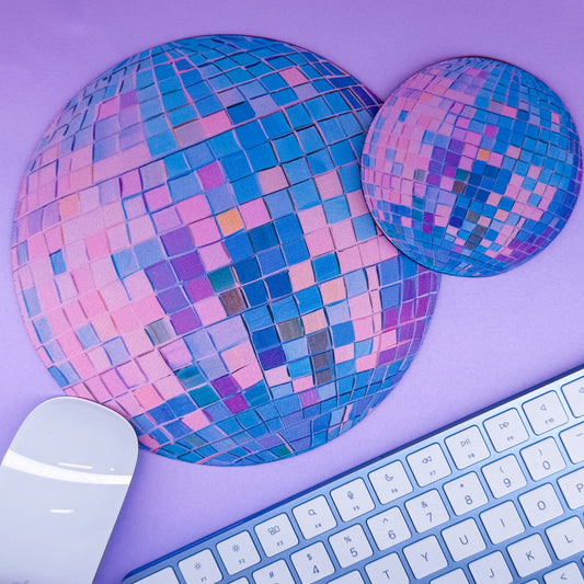 Mousepad + Coaster - Purple Disco Ball