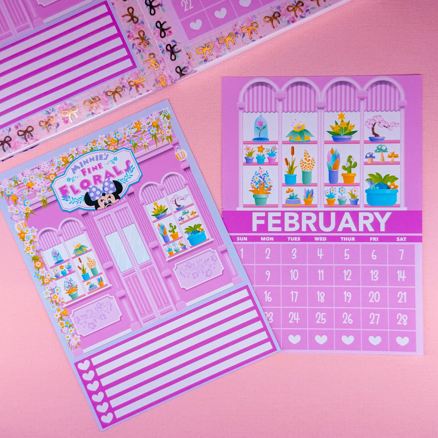 5x7 Full Page Sticker - 2026 February Calendar & Storefront (Minnie's Flowers)