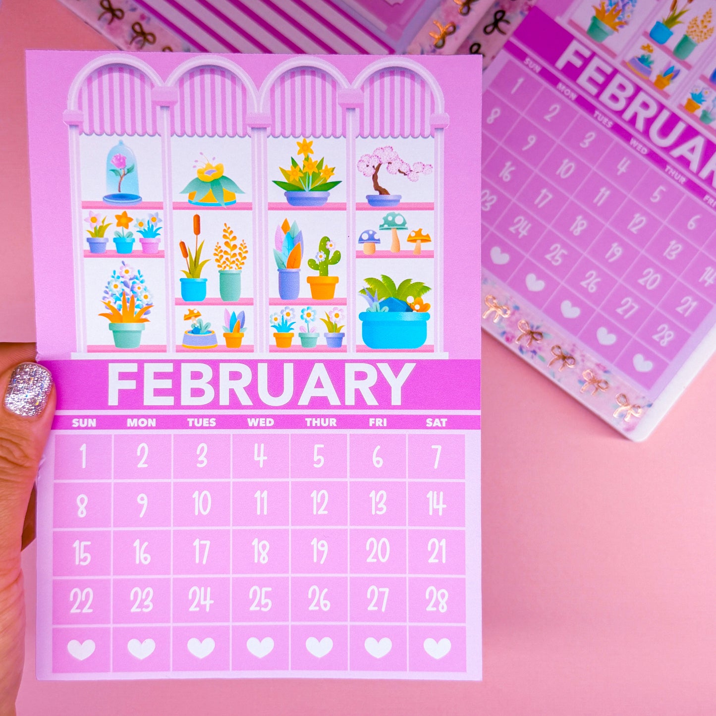 5x7 Full Page Sticker - 2026 February Calendar & Storefront (Minnie's Flowers)