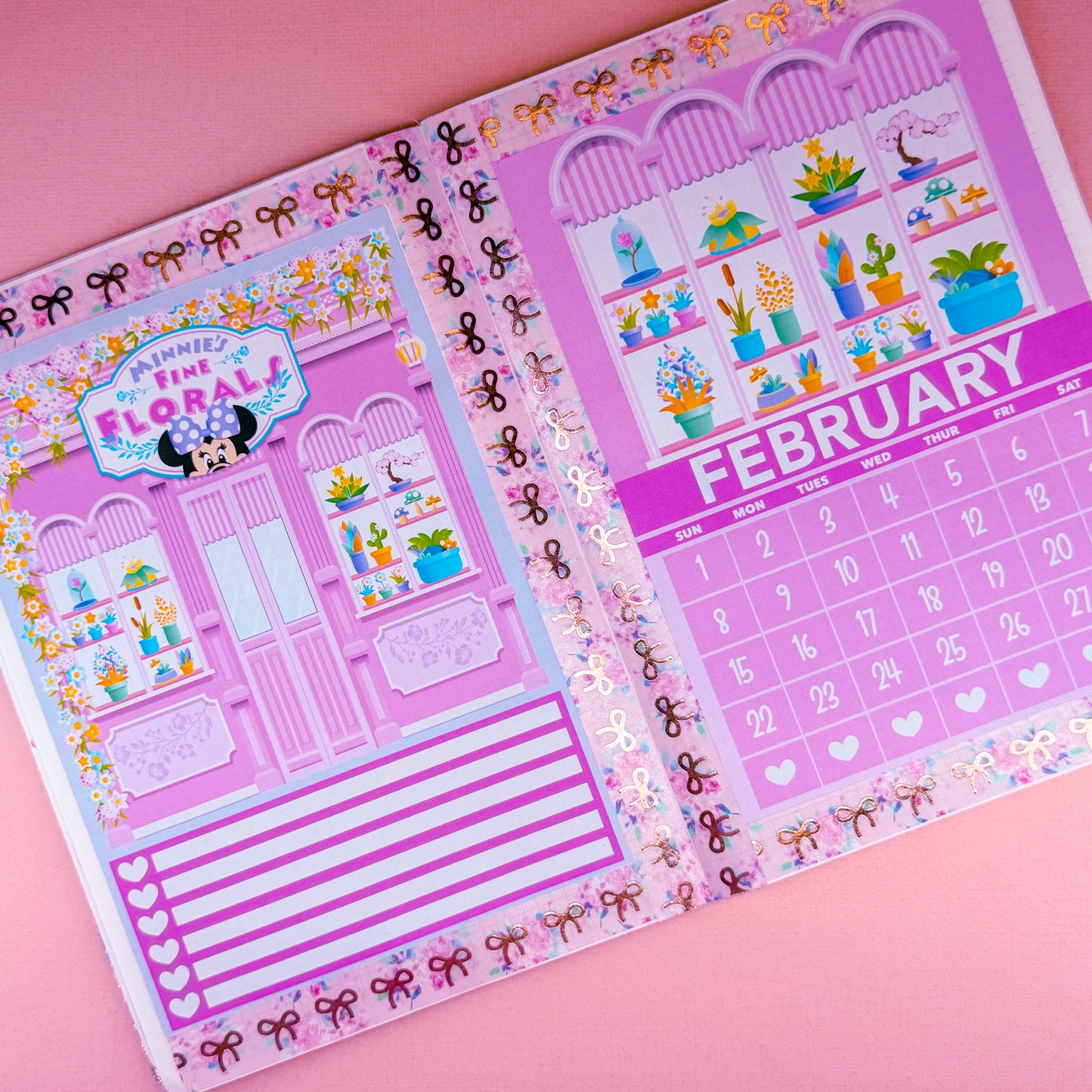 5x7 Full Page Sticker - 2026 February Calendar & Storefront (Minnie's Flowers)