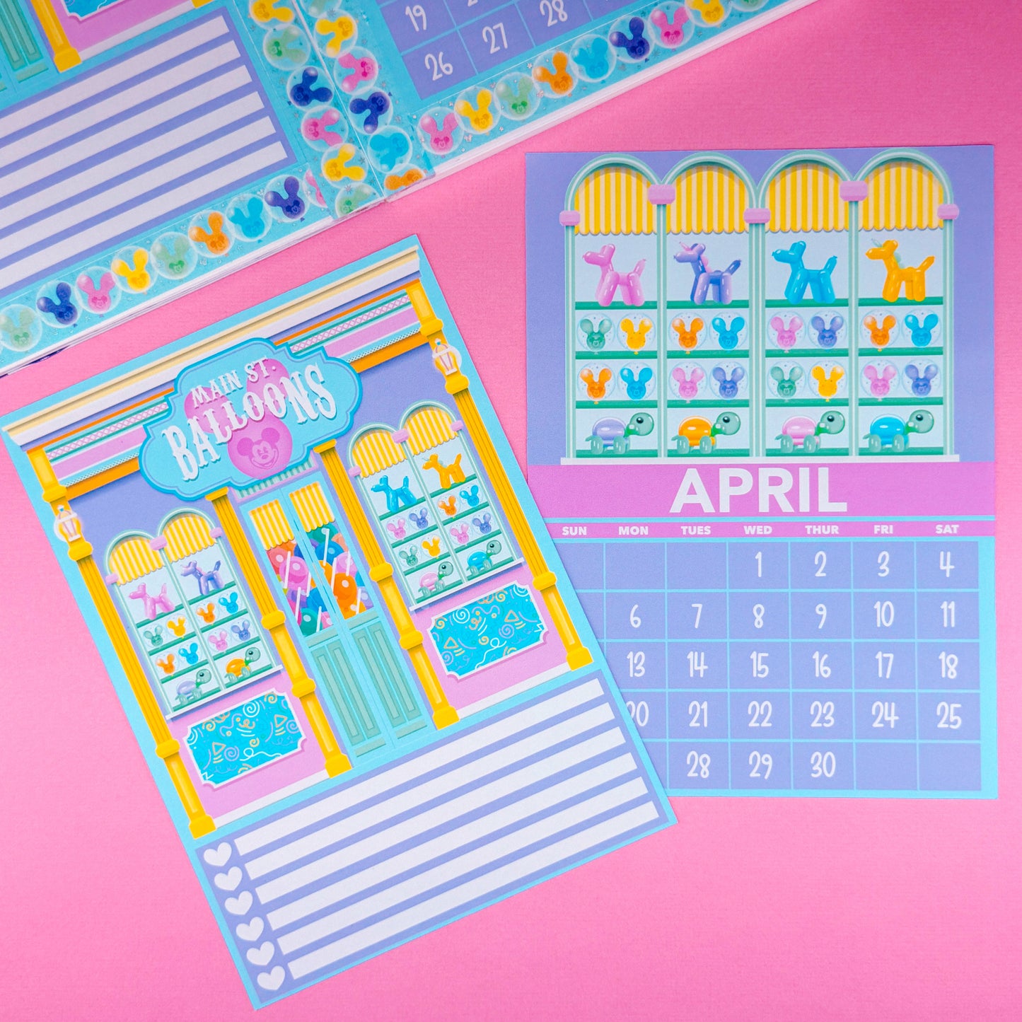 5x7 Full Page Sticker - 2026 April Calendar & Storefront (Main St. Balloons)