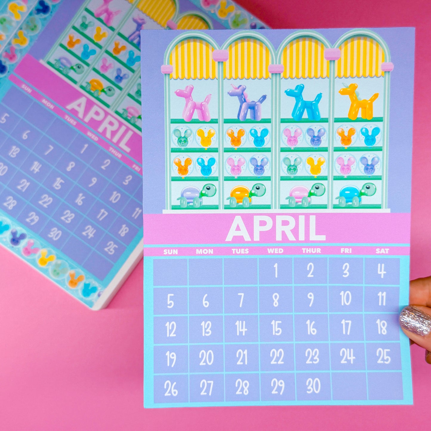 5x7 Full Page Sticker - 2026 April Calendar & Storefront (Main St. Balloons)