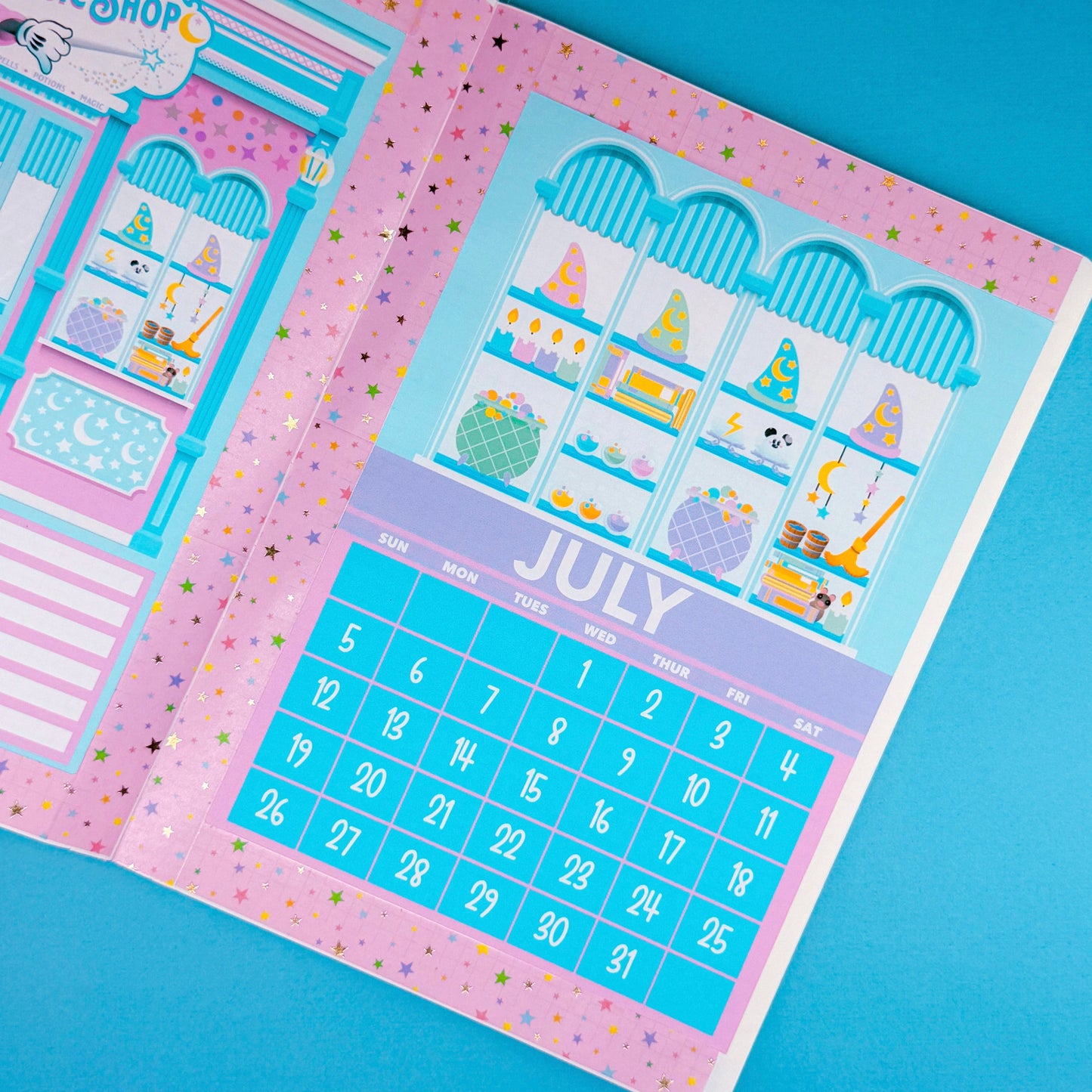 5x7 Full Page Sticker - 2026 July Calendar & Storefront (Mickey's Magic)