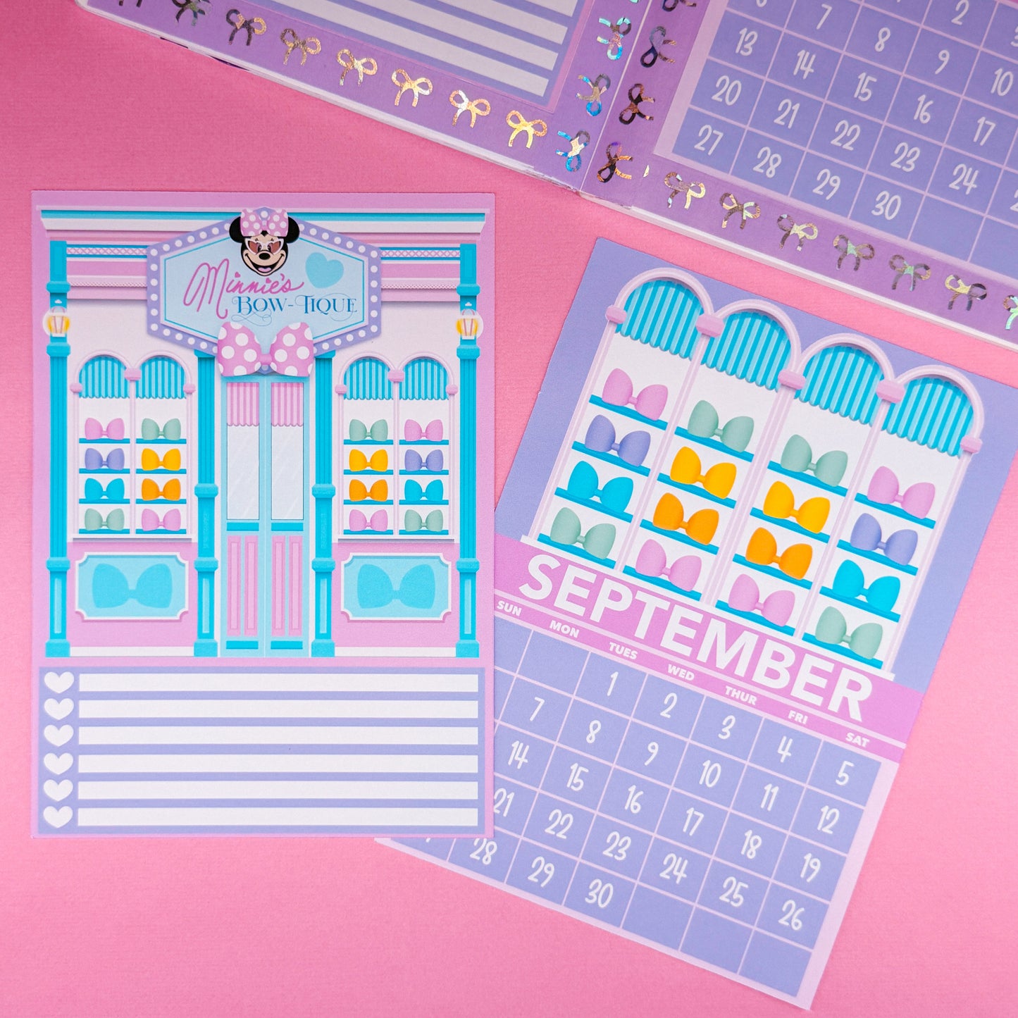 5x7 Full Page Sticker - 2026 September Calendar & Storefront (Minnie's Bowtique)