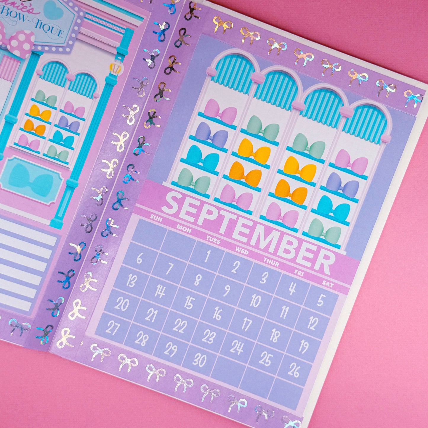 5x7 Full Page Sticker - 2026 September Calendar & Storefront (Minnie's Bowtique)