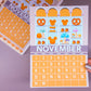 5x7 Full Page Sticker - 2026 November Calendar & Storefront (Acorn Outpost)