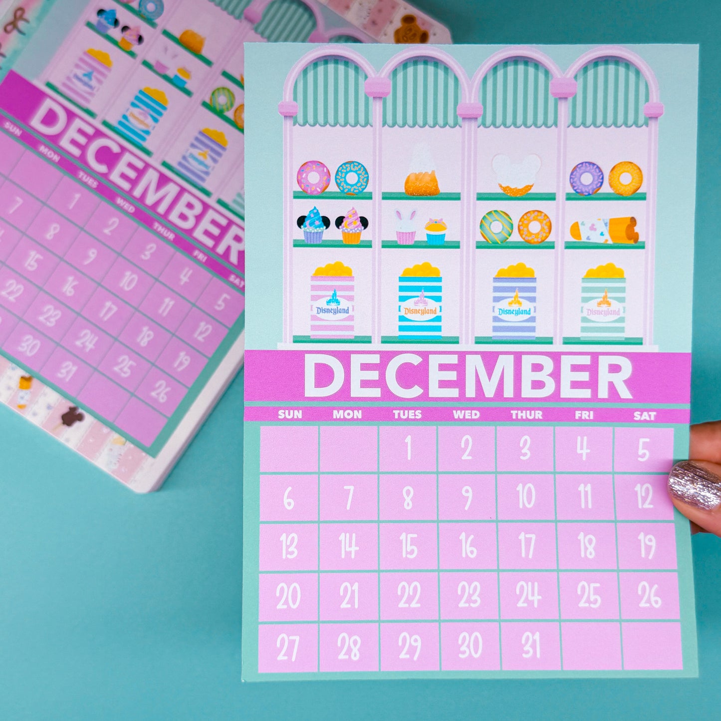 5x7 Full Page Sticker - 2026 December Calendar & Storefront (Main St. Treats)