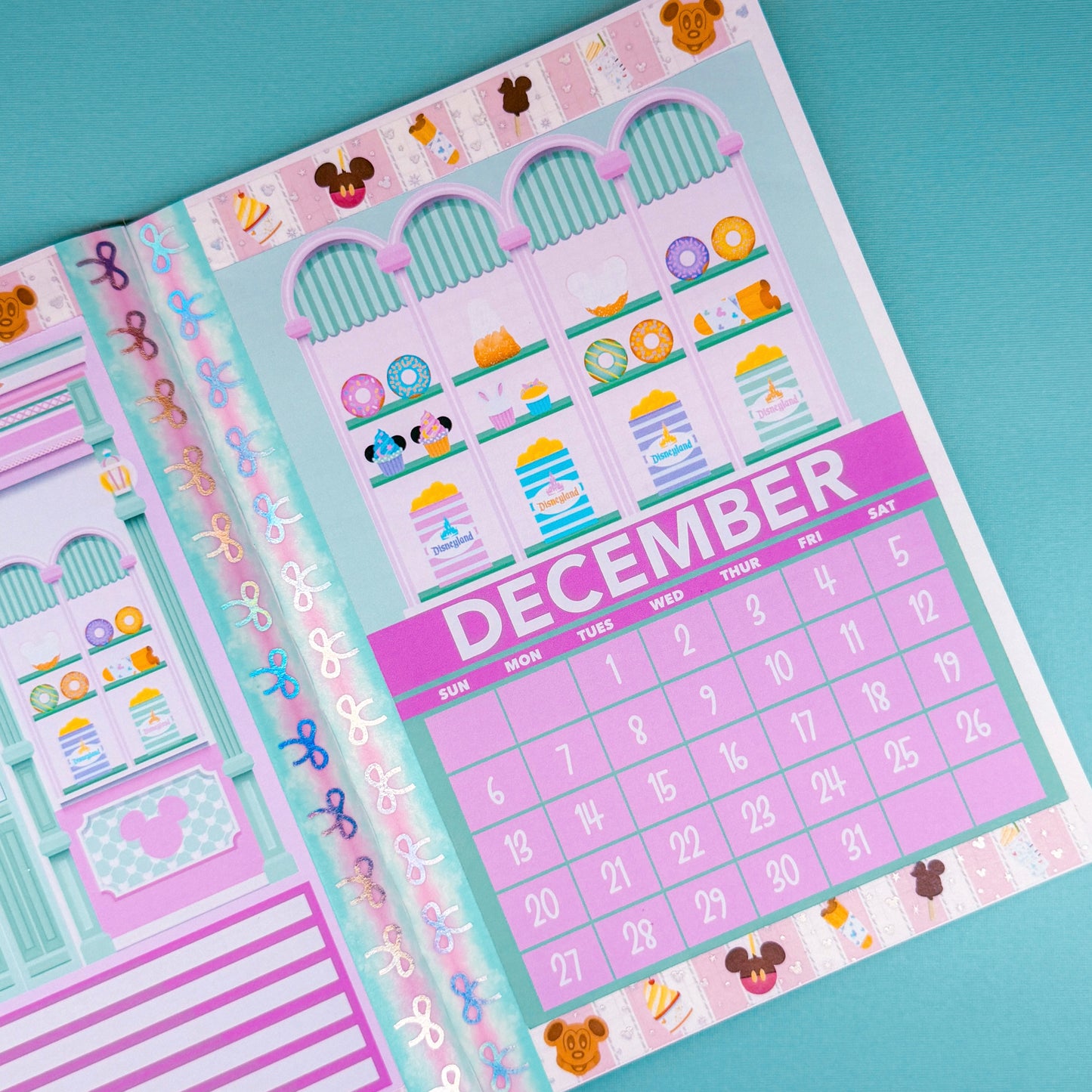 5x7 Full Page Sticker - 2026 December Calendar & Storefront (Main St. Treats)