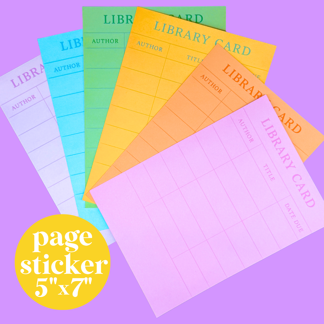 Journaling Paper Sticker - 5x7 Full Page Background Stickers (XL Library Card)