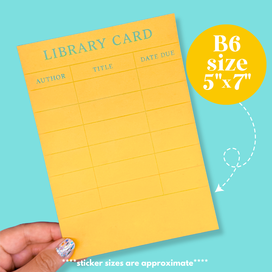 Journaling Paper Sticker - 5x7 Full Page Background Stickers (XL Library Card)