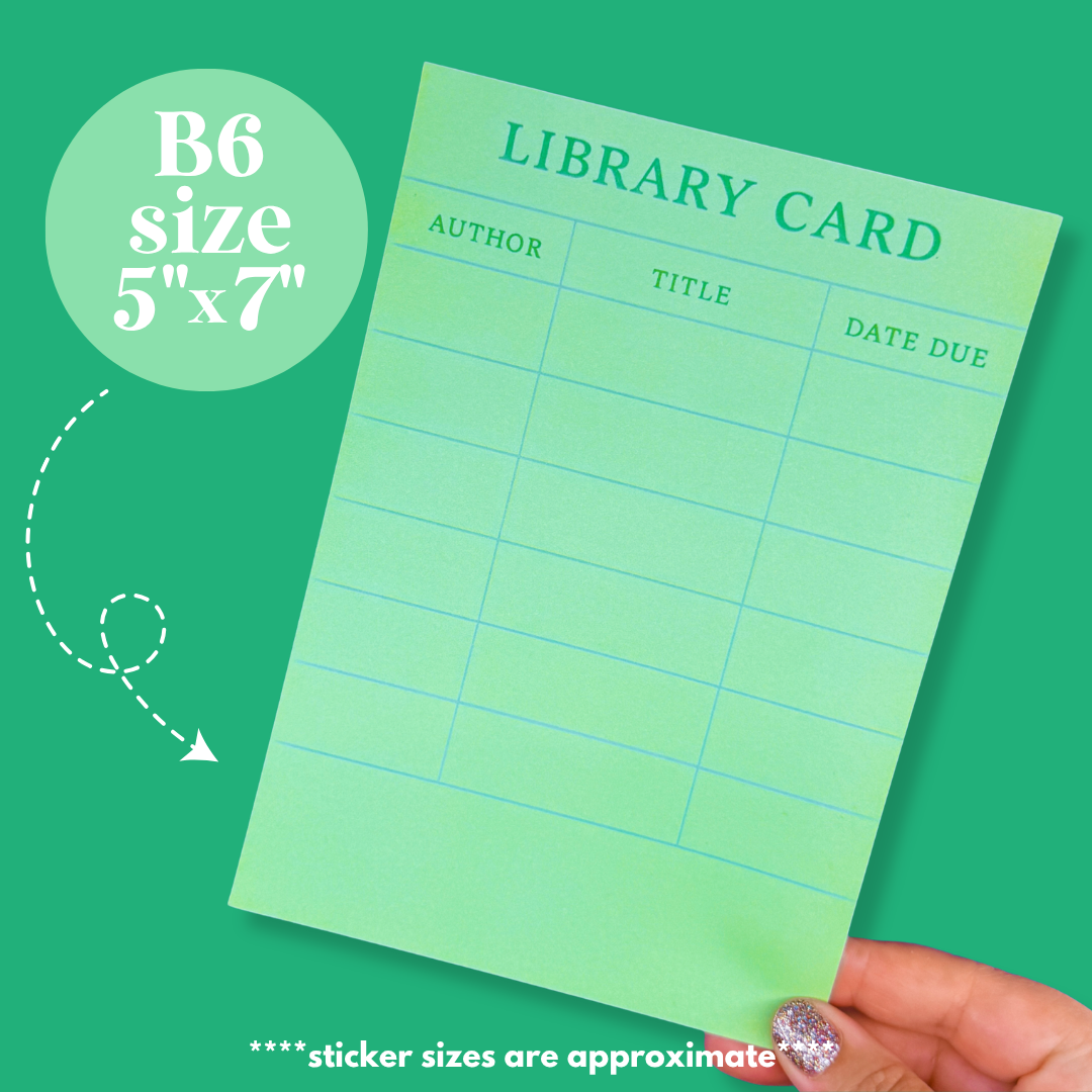 Journaling Paper Sticker - 5x7 Full Page Background Stickers (XL Library Card)