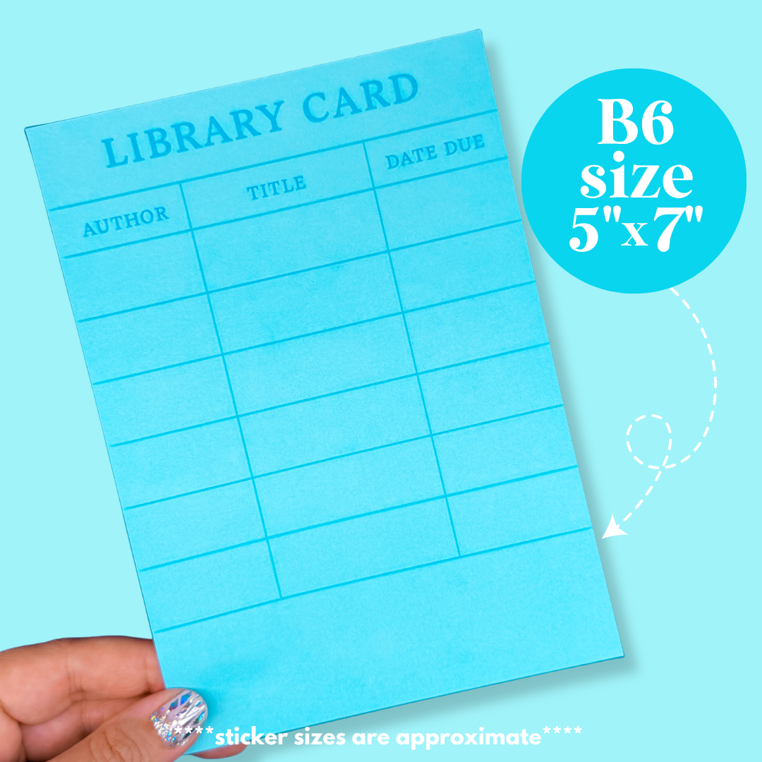 Journaling Paper Sticker - 5x7 Full Page Background Stickers (XL Library Card)