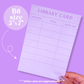 Journaling Paper Sticker - 5x7 Full Page Background Stickers (XL Library Card)