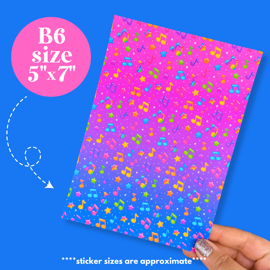 Journaling Paper Sticker - 5x7 Full Page Background Stickers (90's Stationery)