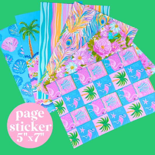 Journaling Paper Sticker - 5x7 Full Page Background Stickers (Preppy Coastal)