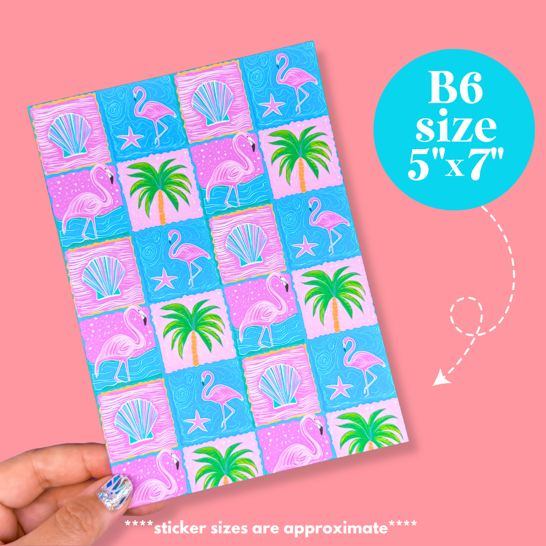 Journaling Paper Sticker - 5x7 Full Page Background Stickers (Preppy Coastal)