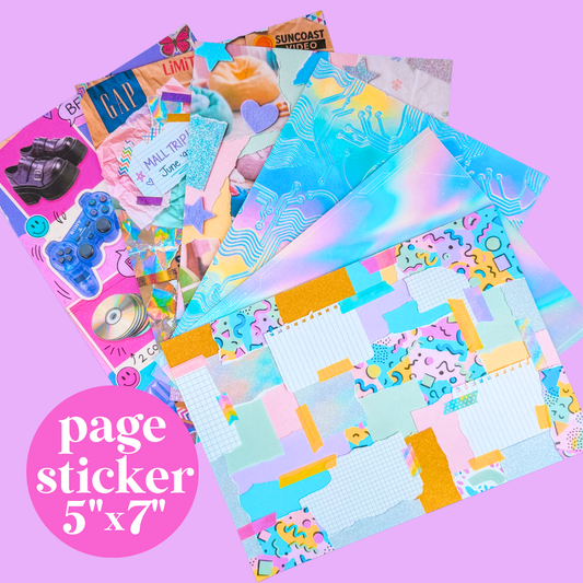 Journaling Paper Sticker - 5x7 Full Page Background Stickers (Nostalgia / Y2K)