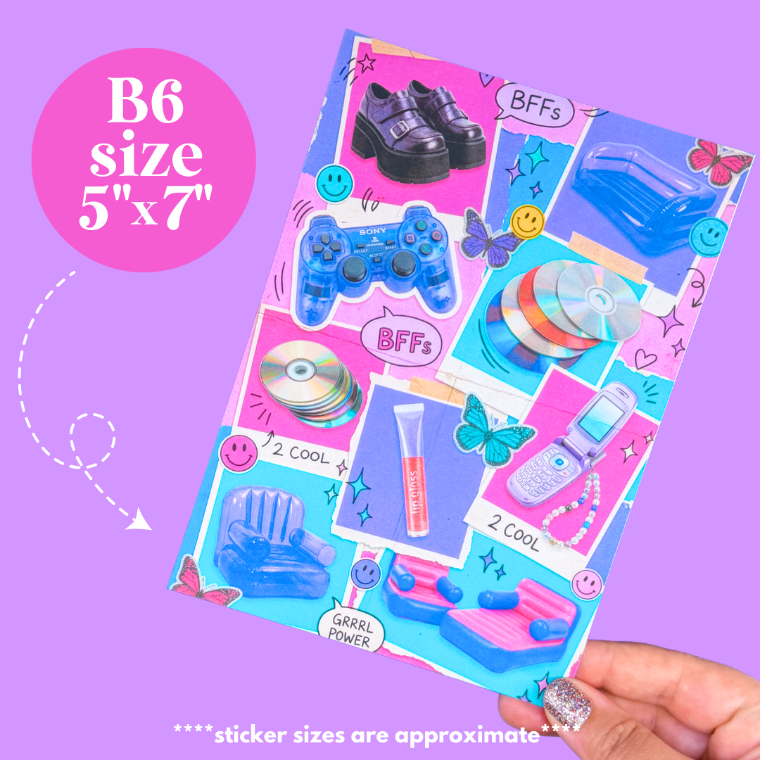 Journaling Paper Sticker - 5x7 Full Page Background Stickers (Nostalgia / Y2K)