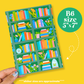 Journaling Paper Sticker - 5x7 Full Page Background Stickers (Bookshelf)