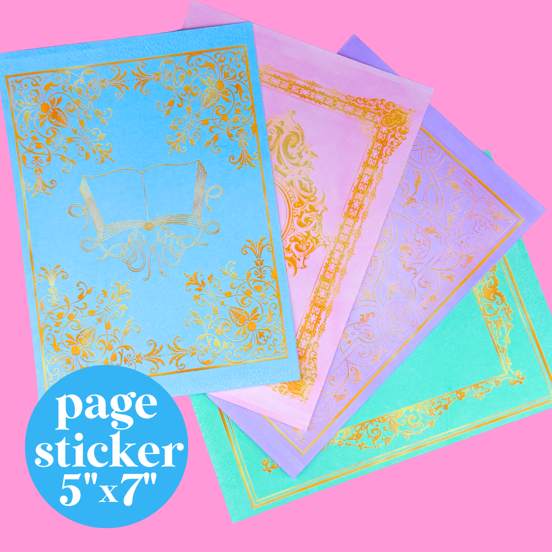 Journaling Paper Sticker - 5x7 Full Page Background Stickers (Pastel Book Covers)