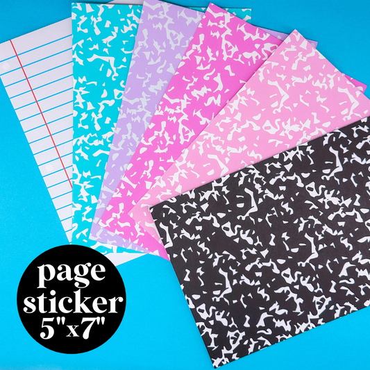 Journaling Paper Sticker - 5x7 Full Page Background Stickers (Composition)