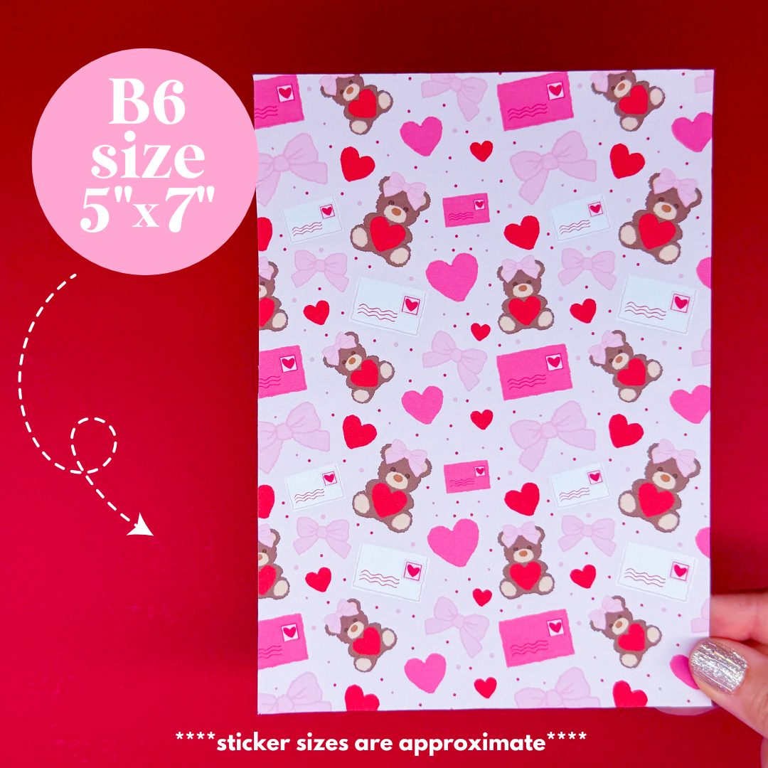 NEW! Journaling Paper Sticker - 5x7 Full Page Background Stickers (Beary Sweet)