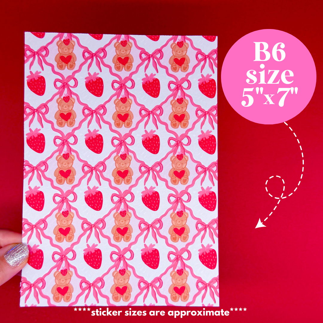 NEW! Journaling Paper Sticker - 5x7 Full Page Background Stickers (Beary Sweet)