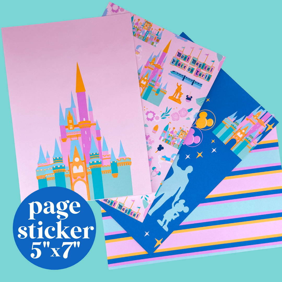 NEW! Journaling Paper Sticker - 5x7 Full Page Background Stickers (WDW Patterns)