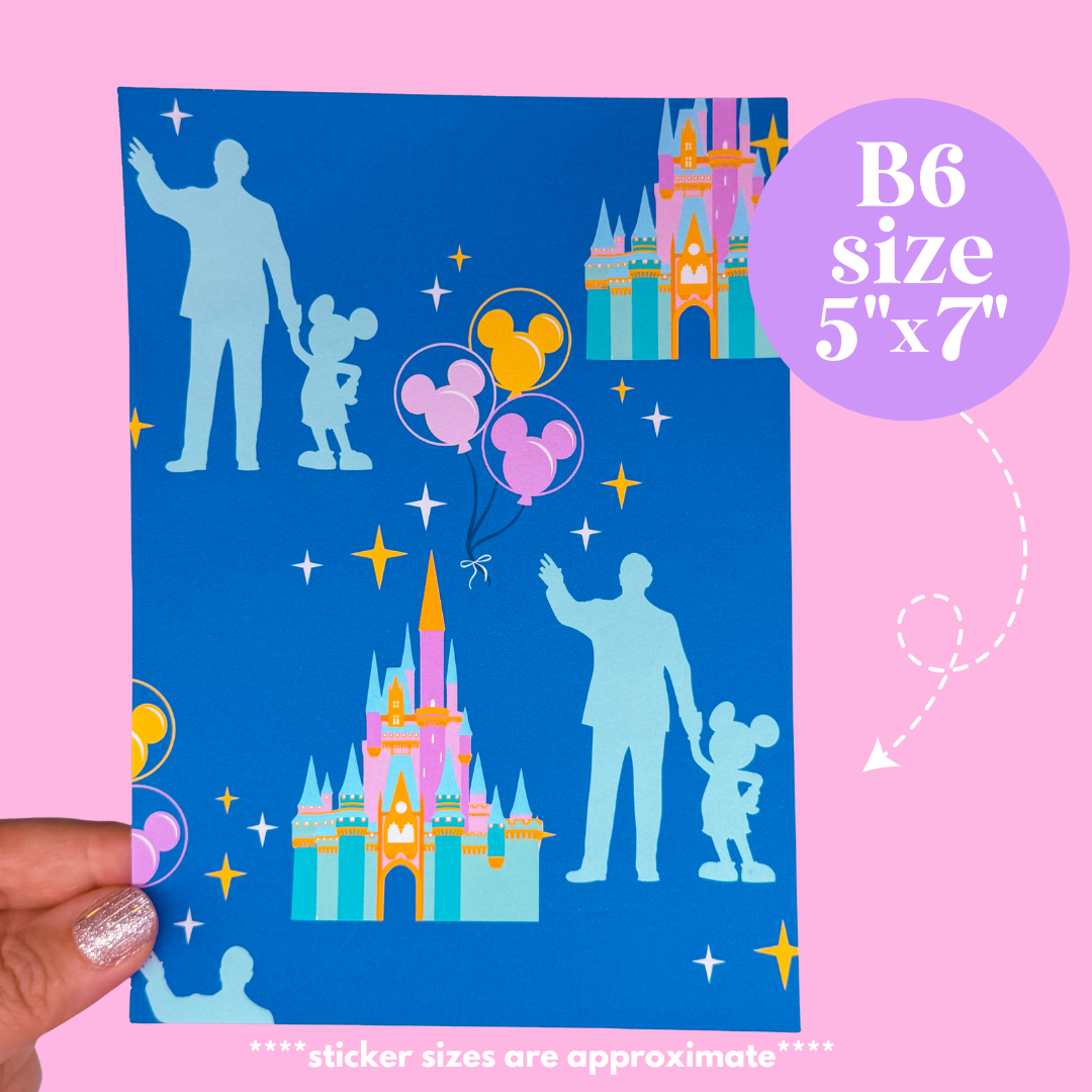 NEW! Journaling Paper Sticker - 5x7 Full Page Background Stickers (WDW Patterns)