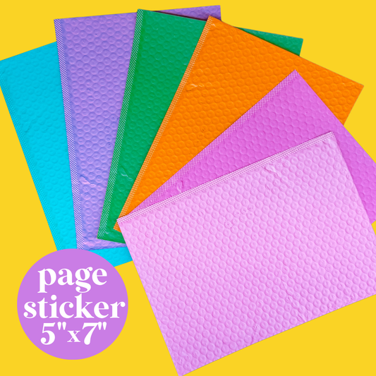 Journaling Paper Sticker - 5x7 Full Page Background Stickers (Bubble Mailers)