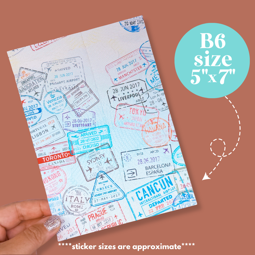 Journaling Paper Sticker - 5x7 Full Page Background Stickers (Travel Papers)