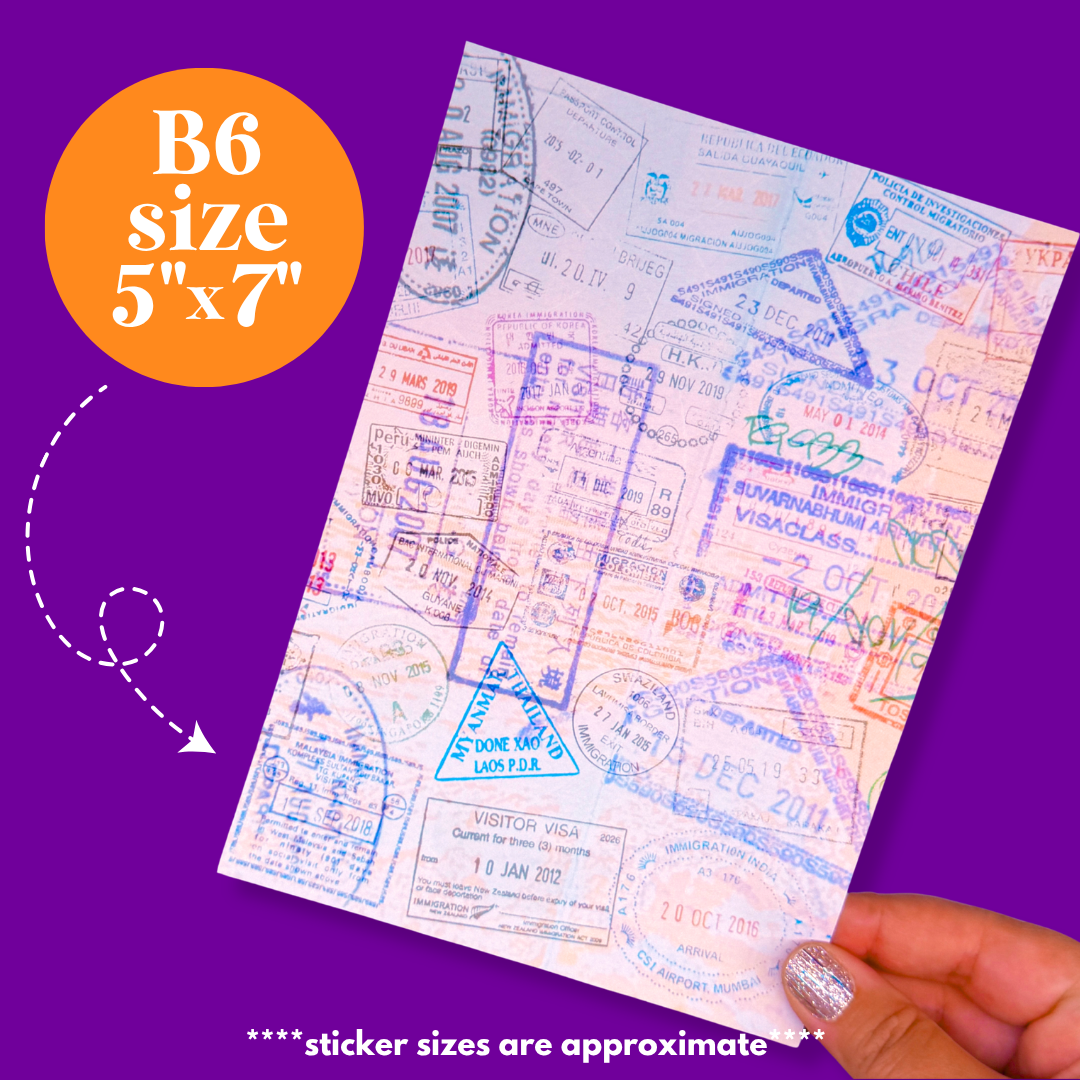 Journaling Paper Sticker - 5x7 Full Page Background Stickers (Travel Papers)