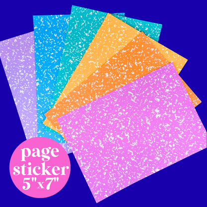 Journaling Paper Sticker - 5x7 Full Page Background Stickers (Summer Composition Notebook Colors)